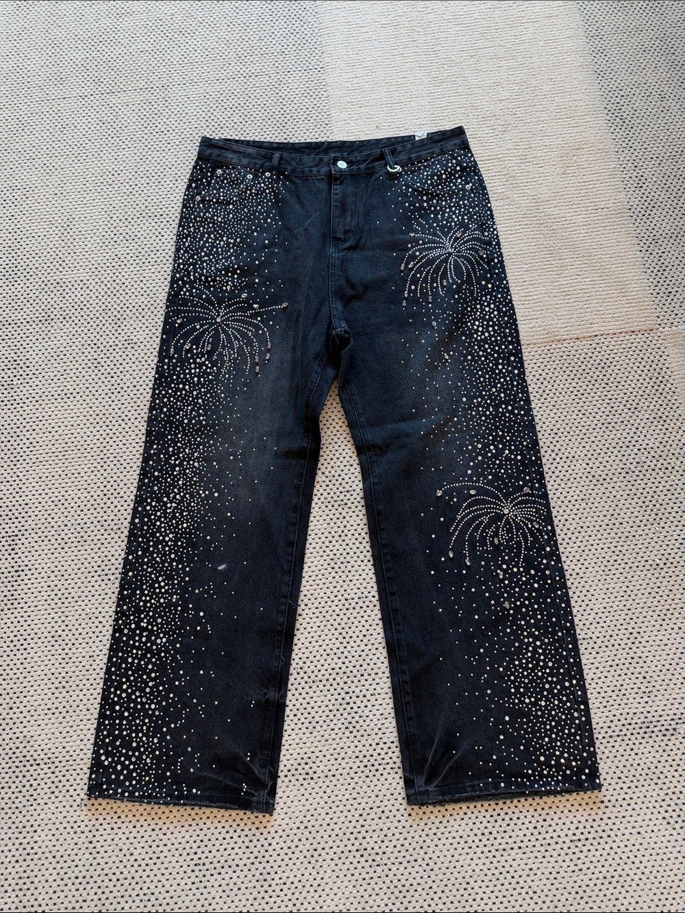 Black Men’s Jeans with Rhinestone